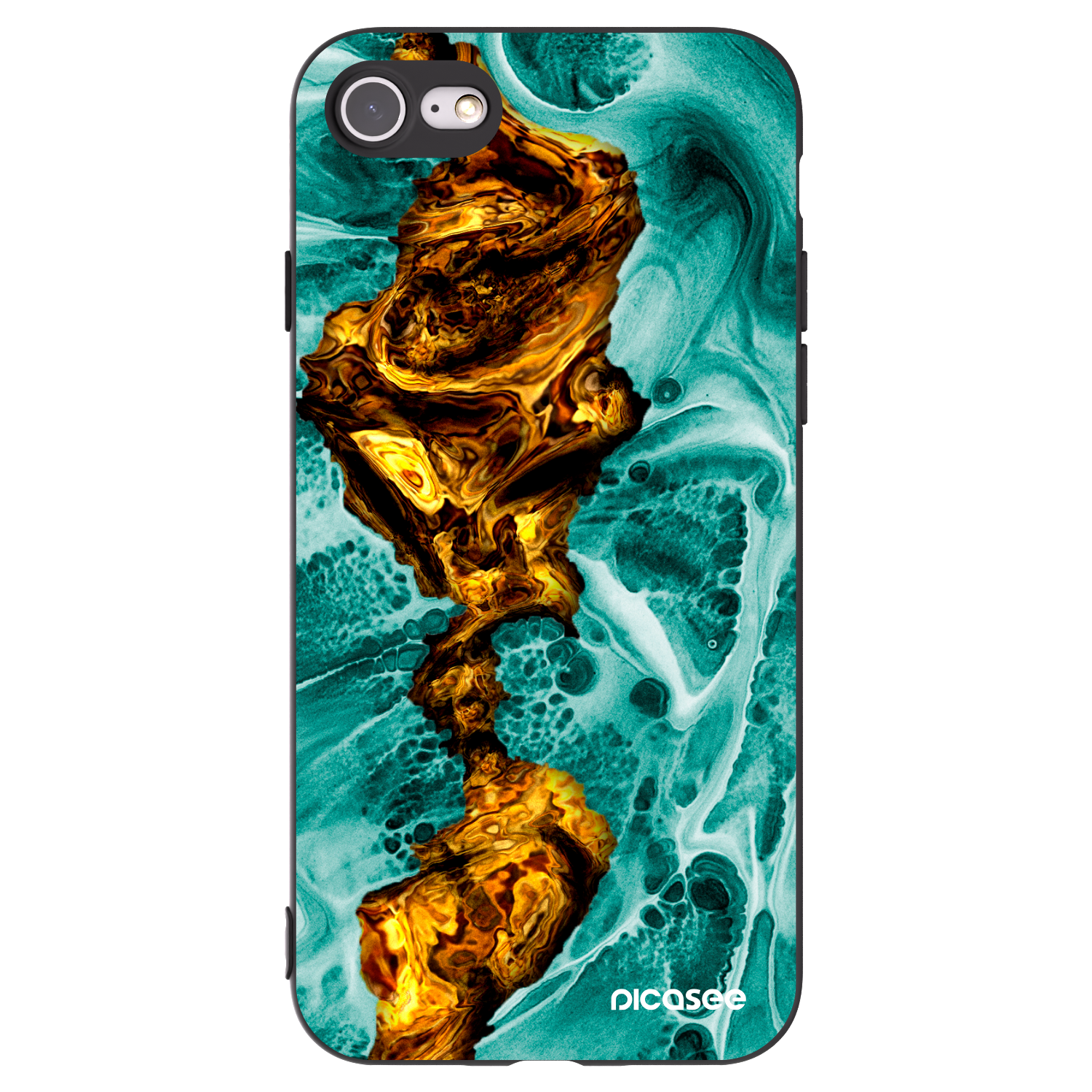 Picasee Μαύρη θήκη σιλικόνης για Apple iPhone 7 - Goldsky