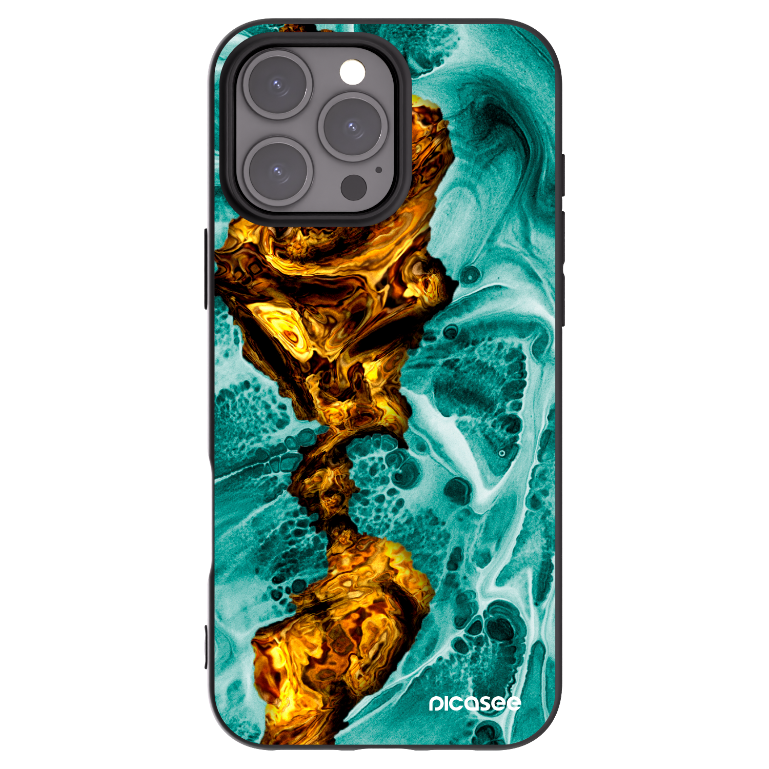 Picasee Μαύρη θήκη σιλικόνης για Apple iPhone 16 Pro Max - Goldsky