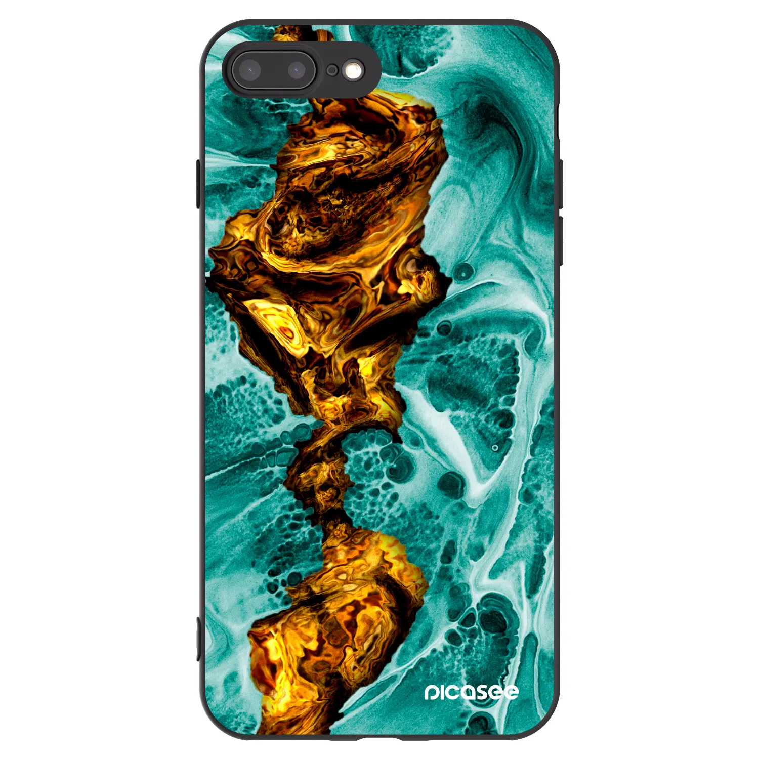 Picasee Μαύρη θήκη σιλικόνης για Apple iPhone 7 Plus - Goldsky