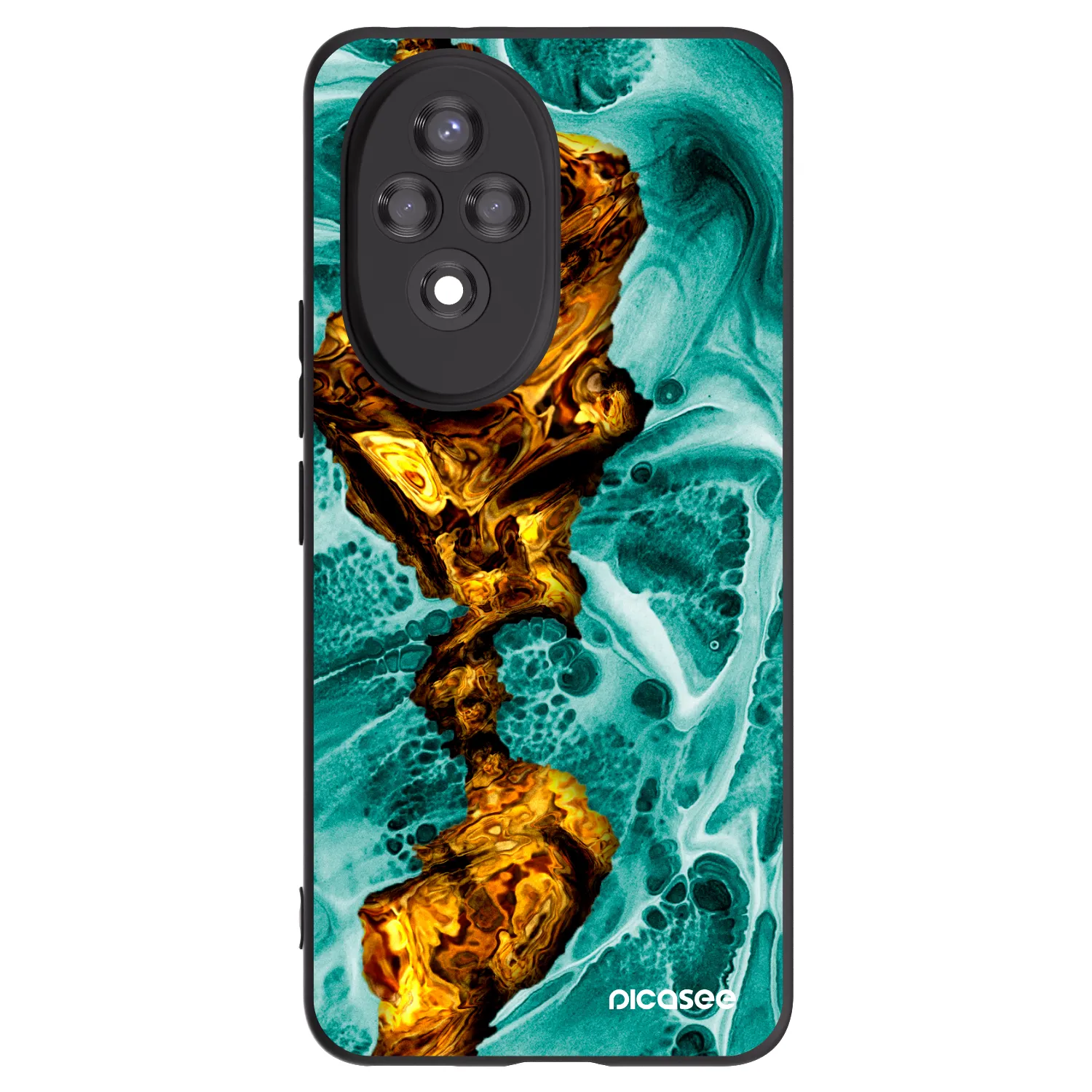 Picasee Μαύρη θήκη σιλικόνης για Honor 200 Pro 5G - Goldsky