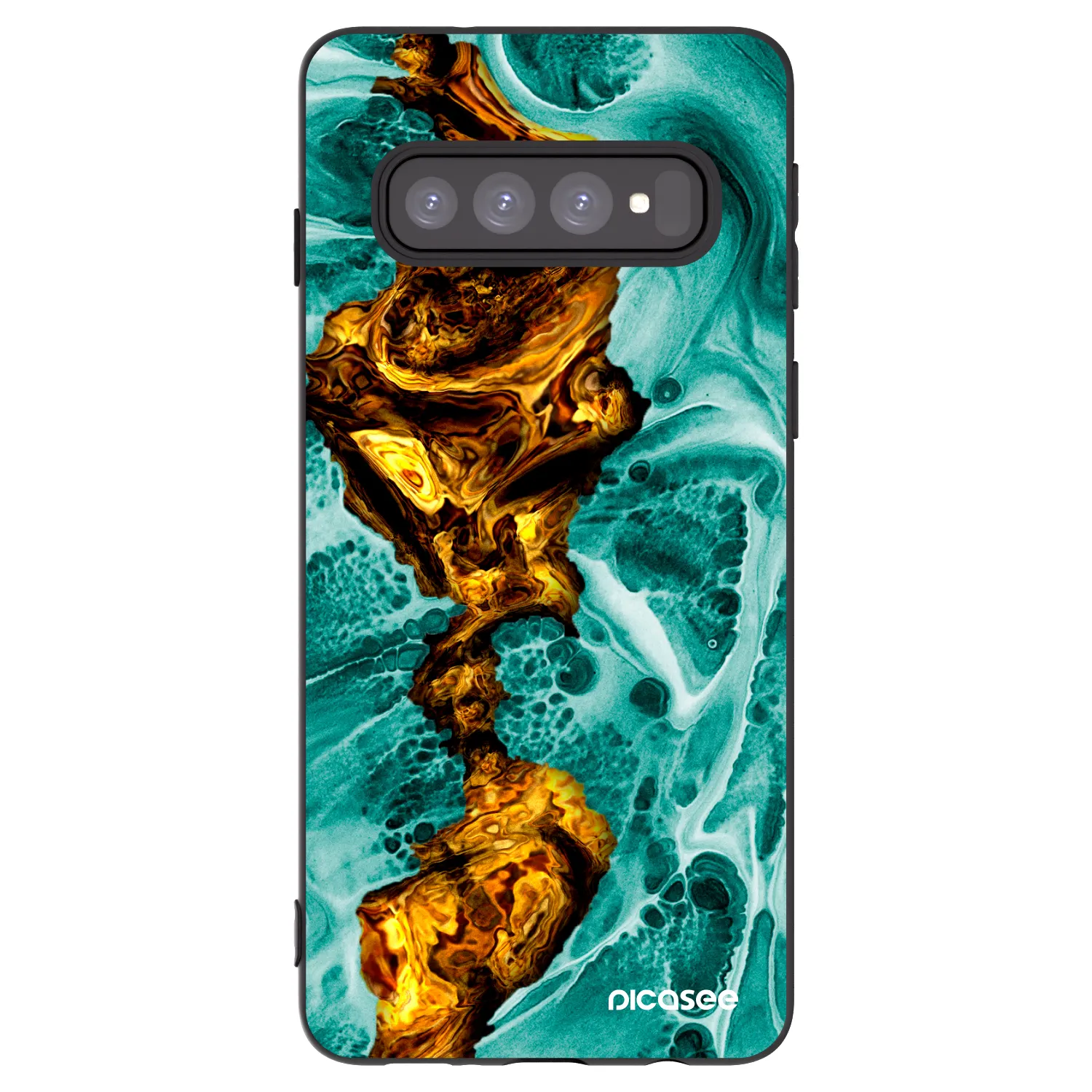 Picasee Μαύρη θήκη σιλικόνης για Samsung Galaxy S10 G973 - Goldsky