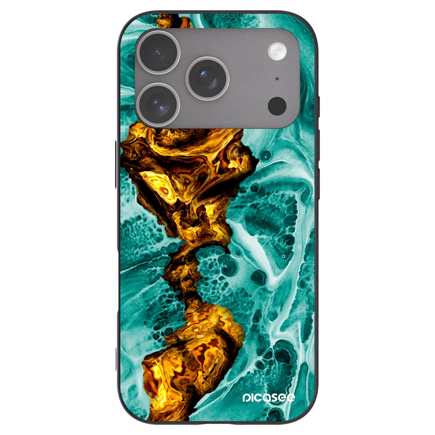 Picasee Μαύρη θήκη σιλικόνης για Apple iPhone 18 Pro - Goldsky