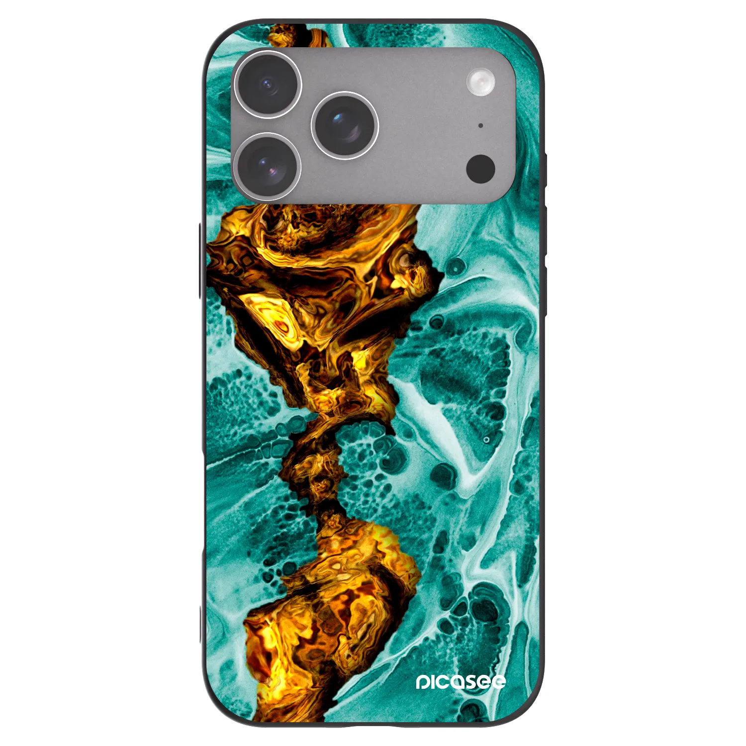 Picasee Μαύρη θήκη σιλικόνης για Apple iPhone 18 Pro Max - Goldsky