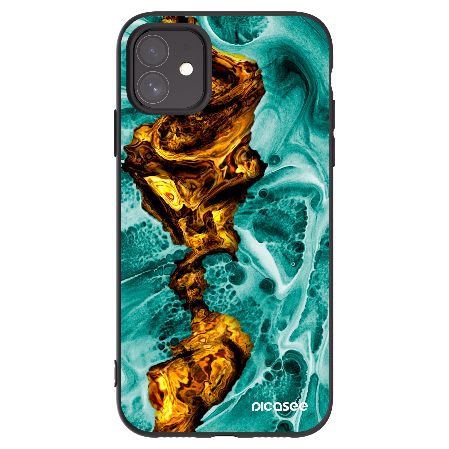 Picasee Μαύρη θήκη σιλικόνης για Apple iPhone 11 - Goldsky