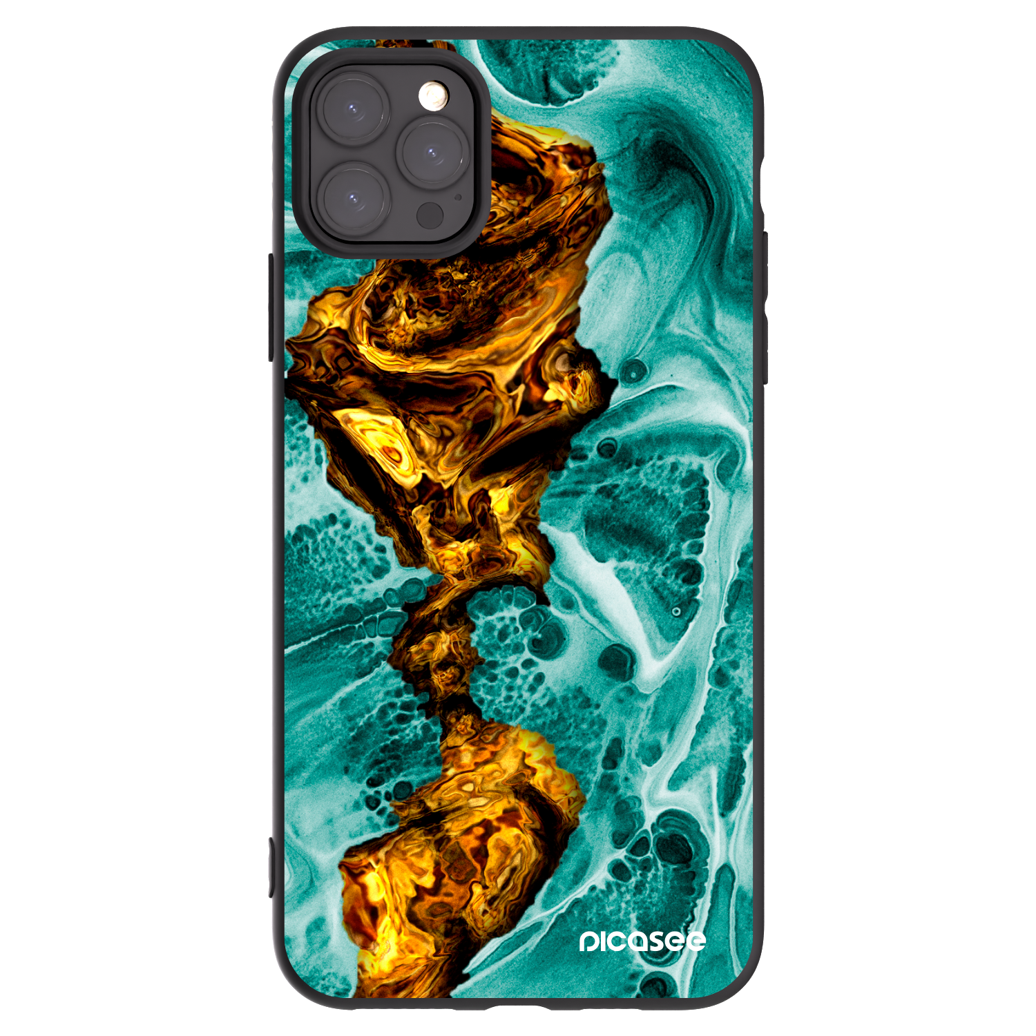 Picasee Μαύρη θήκη σιλικόνης για Apple iPhone 11 Pro Max - Goldsky