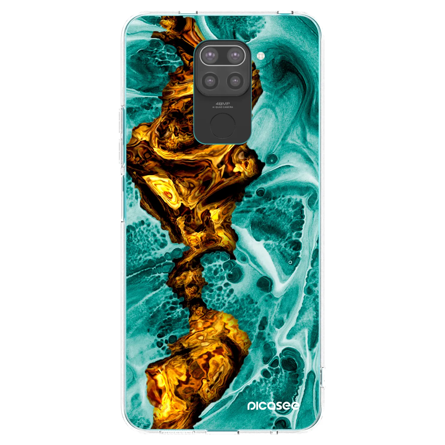 Picasee Μαύρη θήκη σιλικόνης για Xiaomi Redmi Note 9 - Goldsky