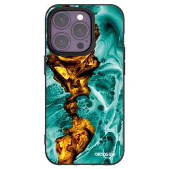 Picasee Μαύρη θήκη σιλικόνης για Apple iPhone 14 Pro - Goldsky