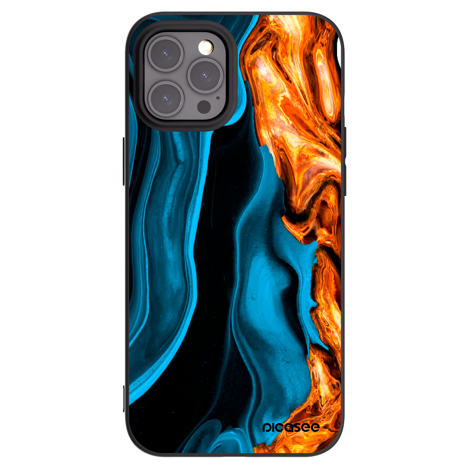 Picasee Μαύρη θήκη σιλικόνης για Apple iPhone 12 Pro Max - Gold blue
