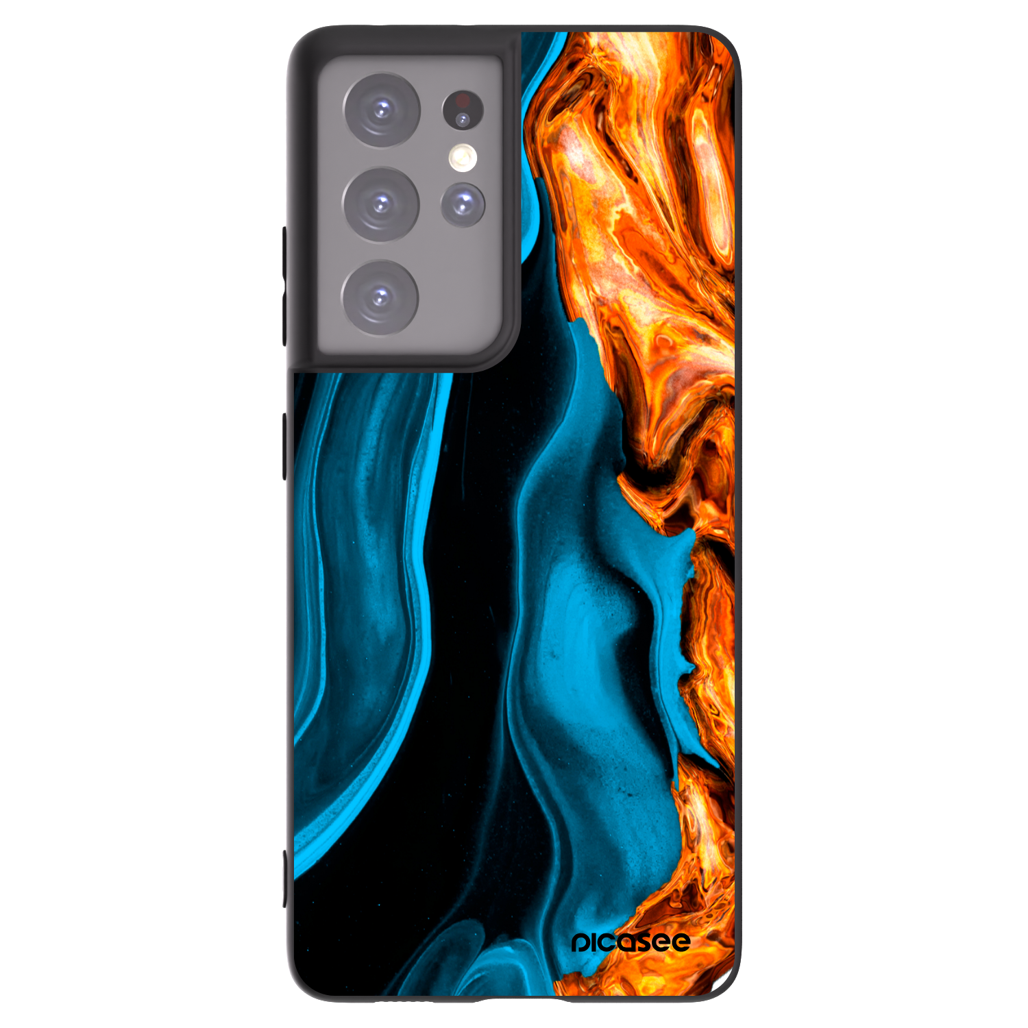 Picasee Μαύρη θήκη σιλικόνης για Samsung Galaxy S21 Ultra 5G G998B - Gold blue