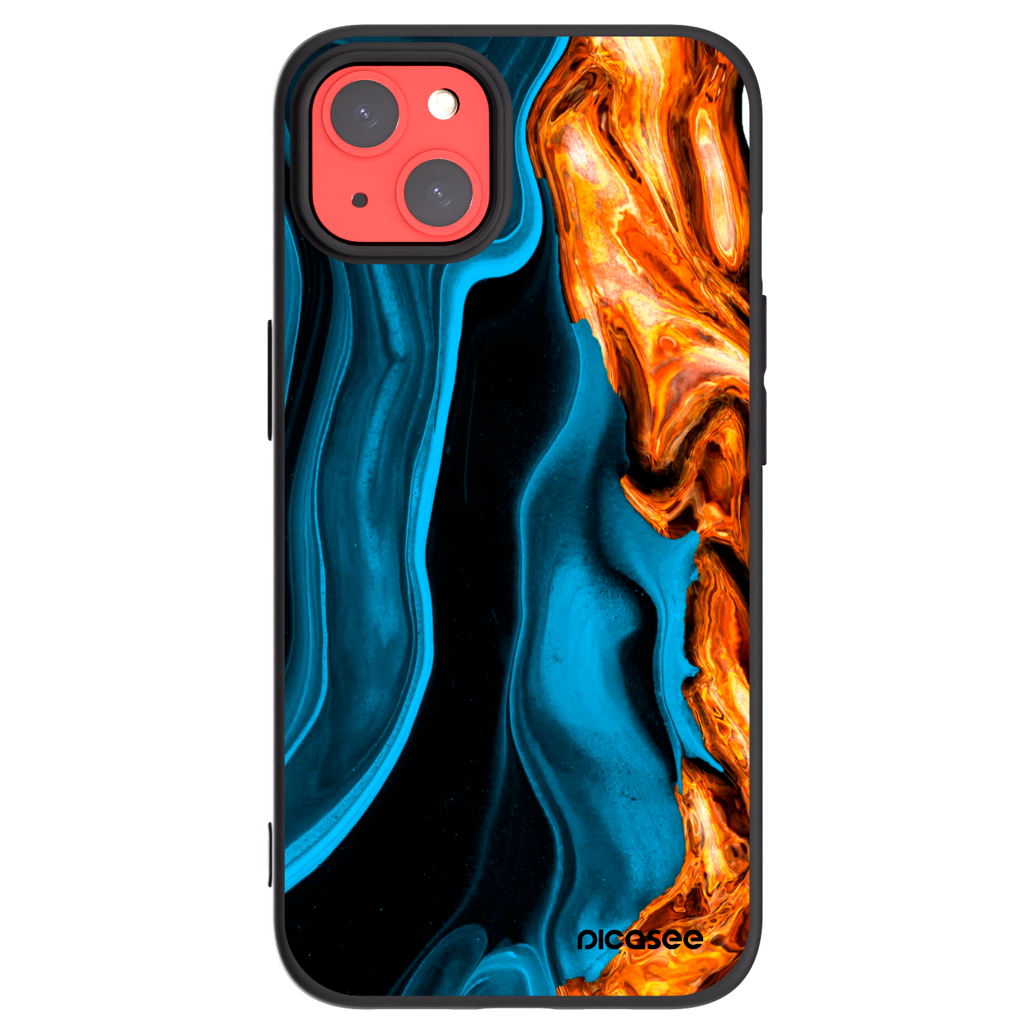 Picasee Μαύρη θήκη σιλικόνης για Apple iPhone 13 - Gold blue