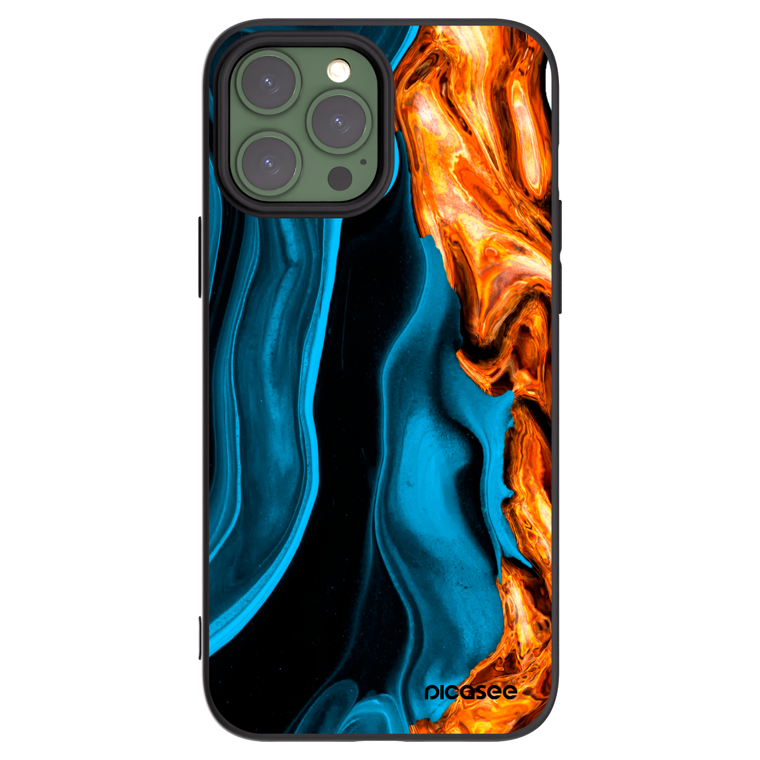 Picasee Μαύρη θήκη σιλικόνης για Apple iPhone 13 Pro Max - Gold blue