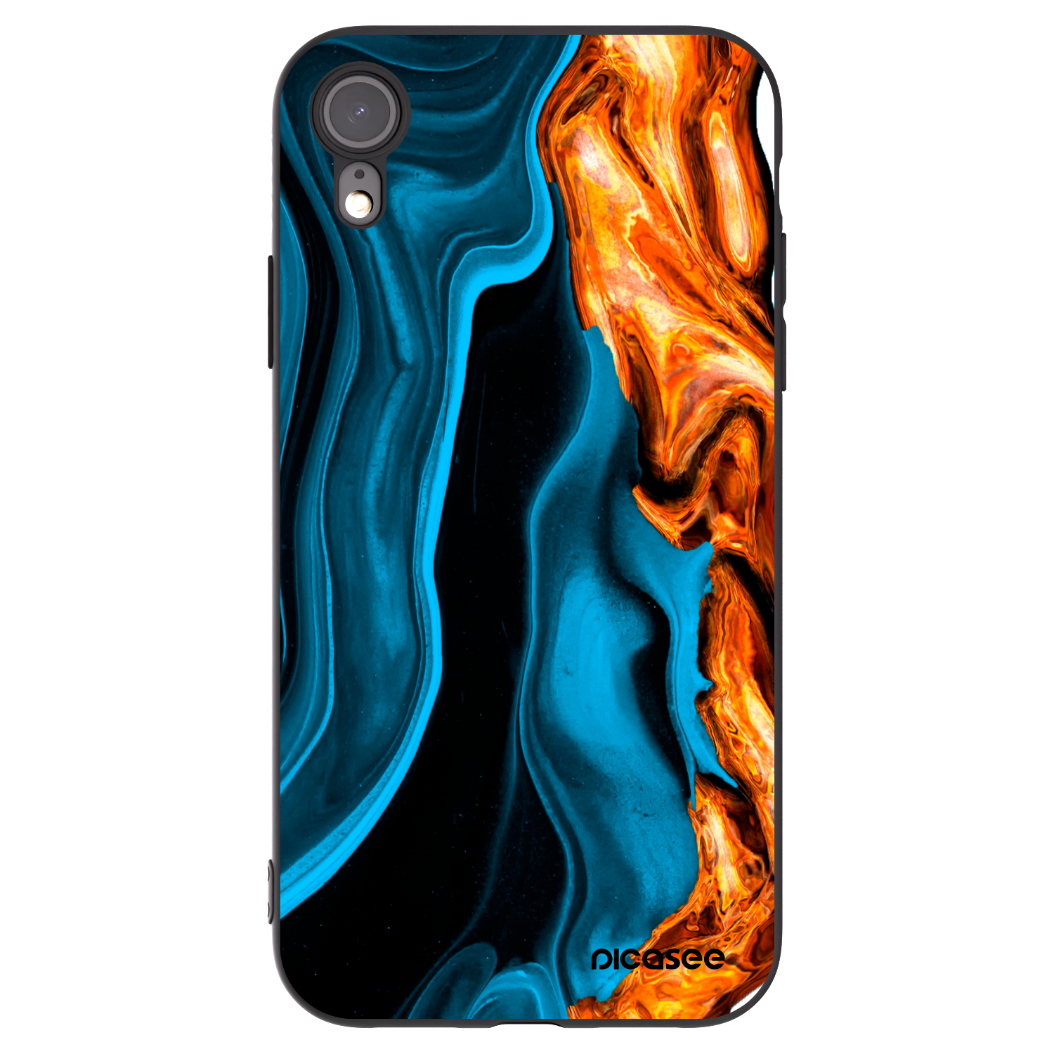 Picasee Μαύρη θήκη σιλικόνης για Apple iPhone XR - Gold blue