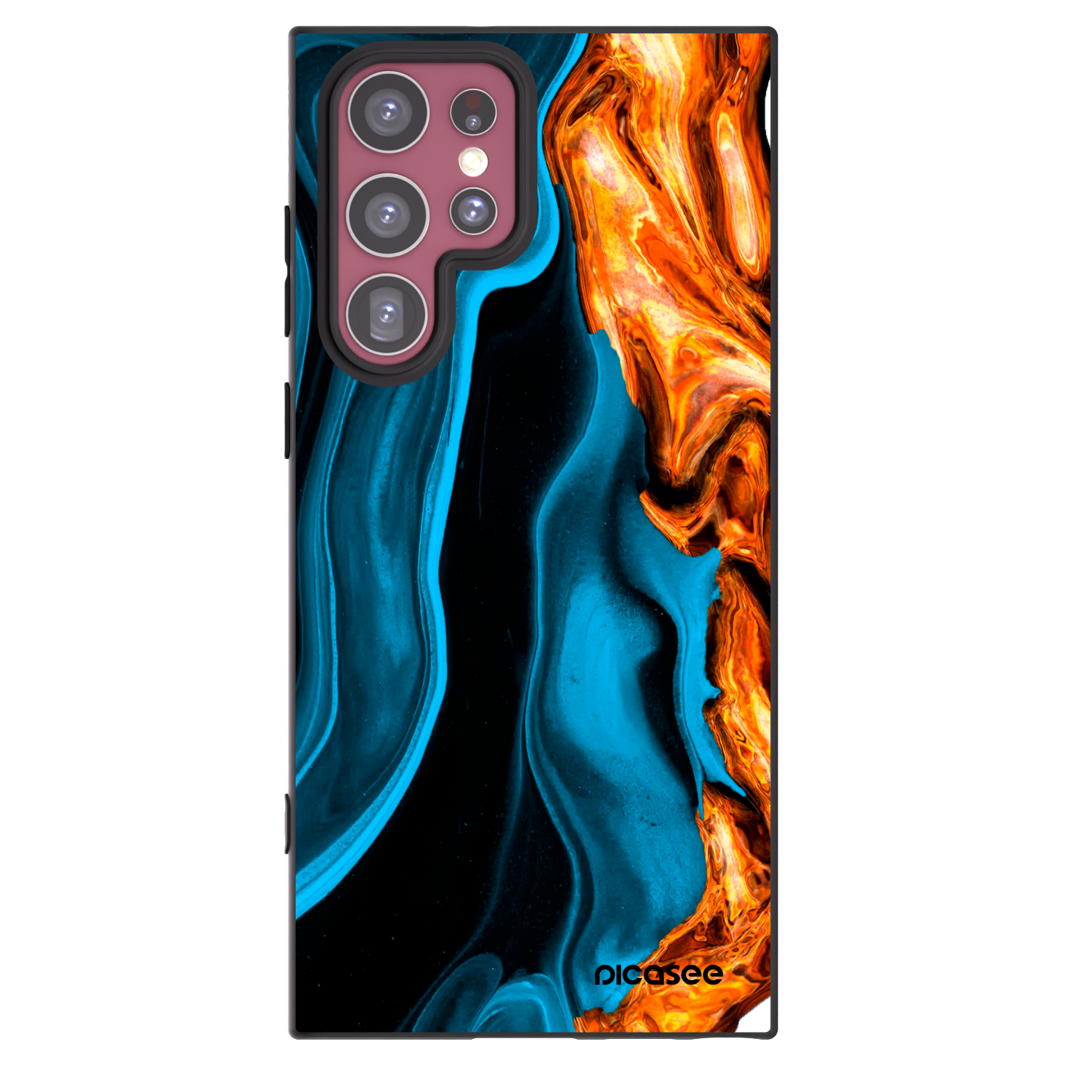 Picasee Μαύρη θήκη σιλικόνης για Samsung Galaxy S22 Ultra 5G - Gold blue