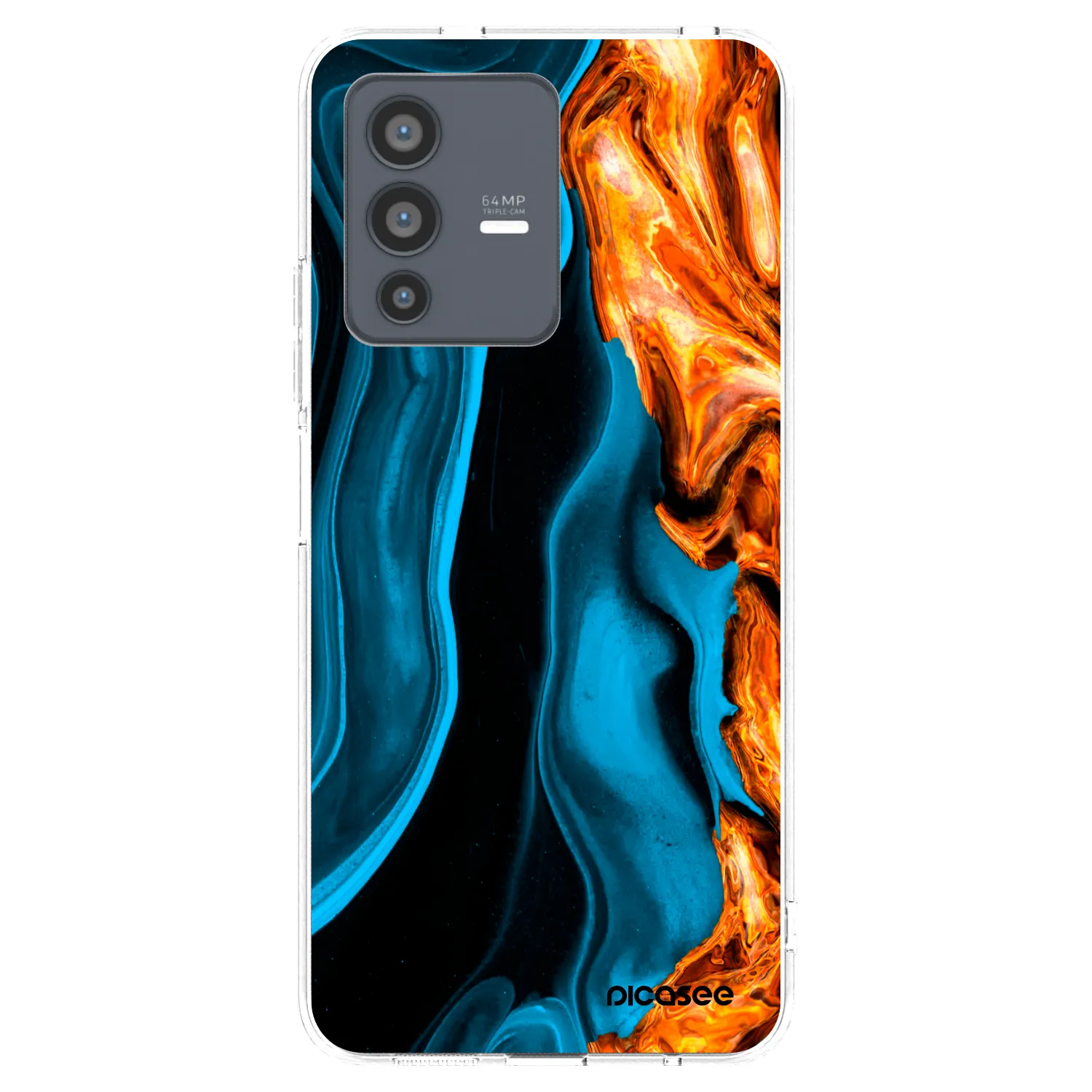 Picasee διαφανής θήκη σιλικόνης Vivo V23 5G - Gold blue