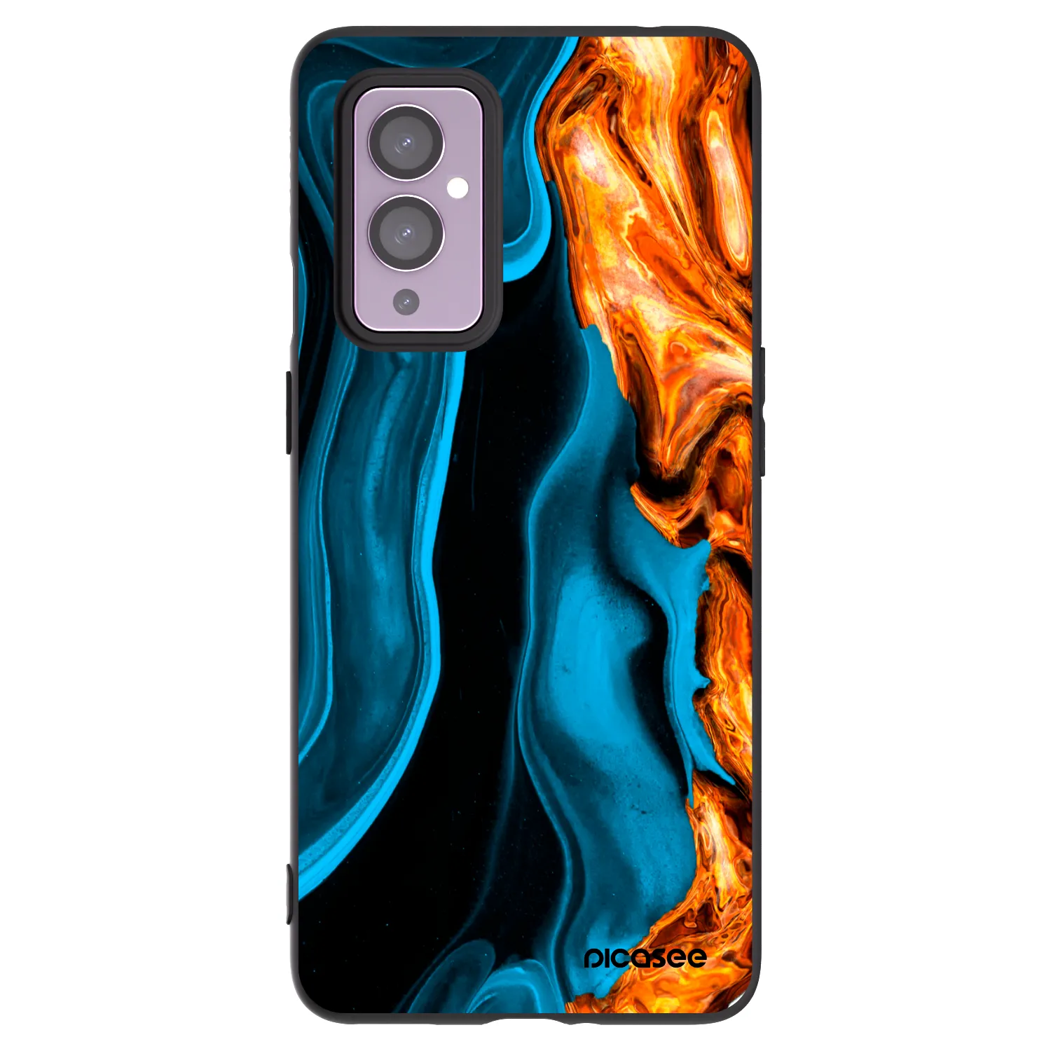 Picasee Μαύρη θήκη σιλικόνης για OnePlus 9 - Gold blue