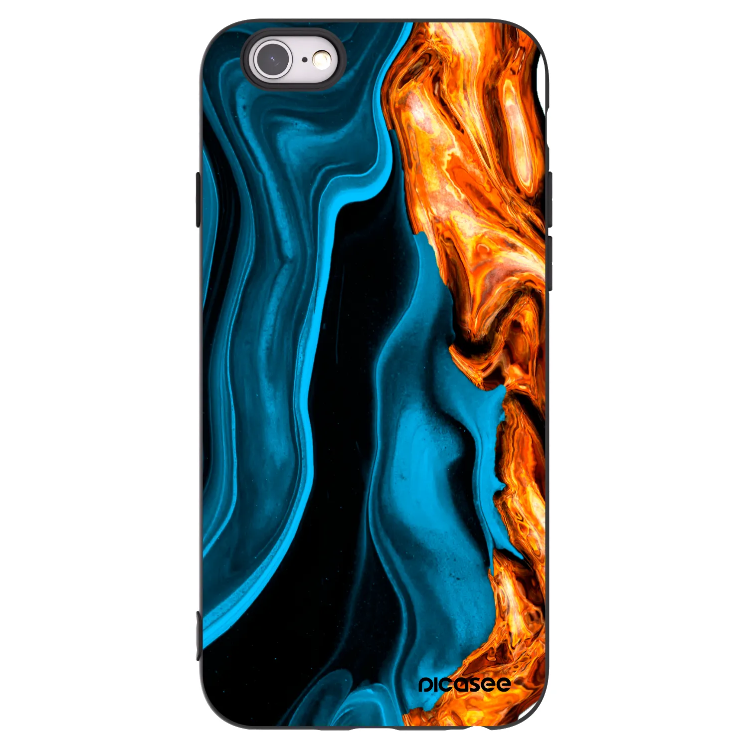 Picasee Μαύρη θήκη σιλικόνης για Apple iPhone 6/6S - Gold blue
