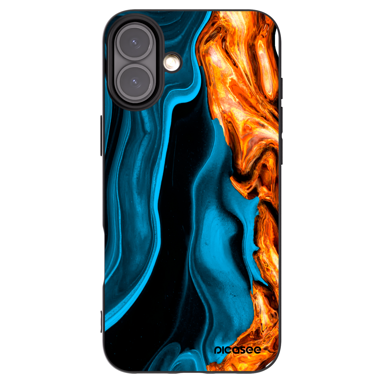 Picasee Μαύρη θήκη σιλικόνης για Apple iPhone 16 Plus - Gold blue