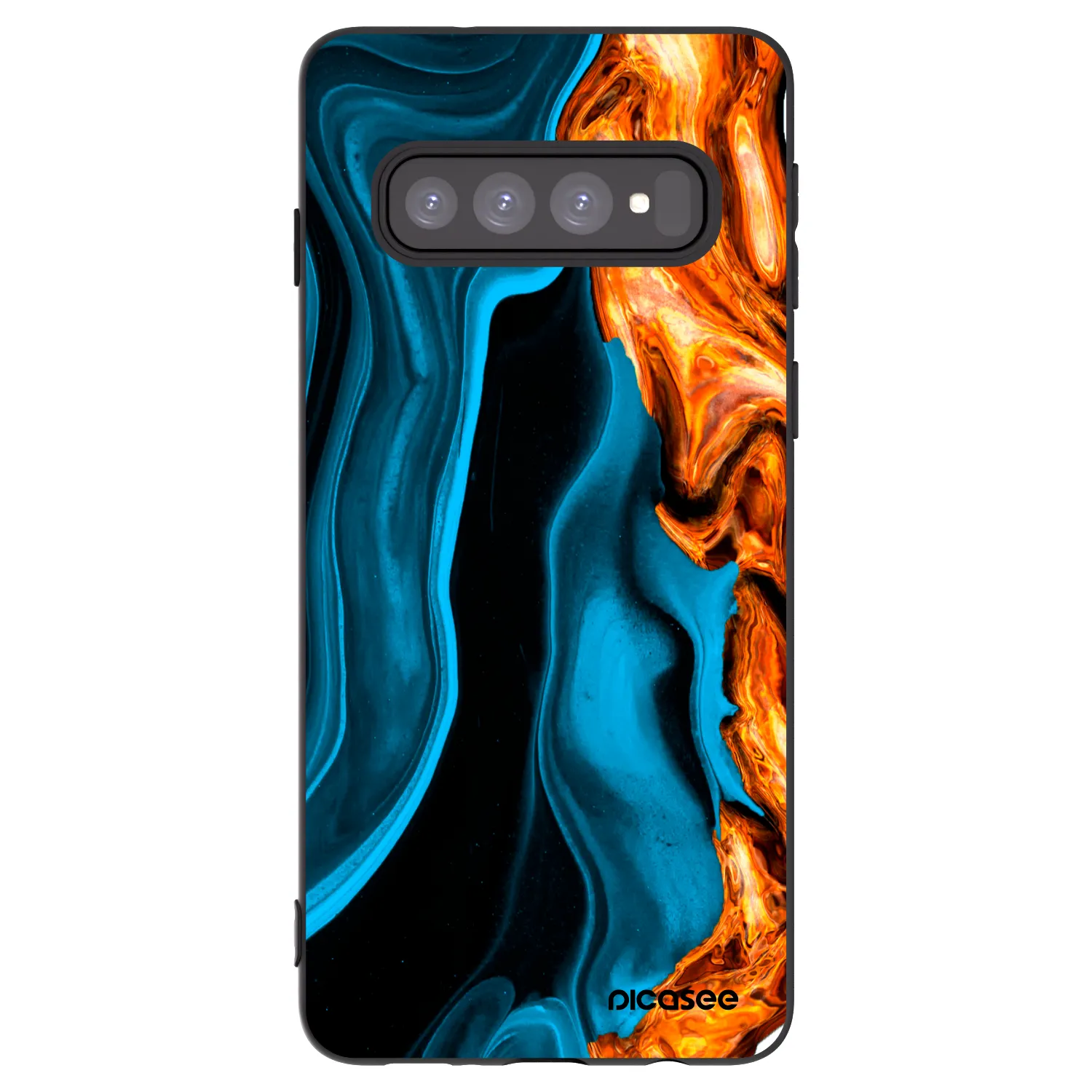 Picasee Μαύρη θήκη σιλικόνης για Samsung Galaxy S10 G973 - Gold blue