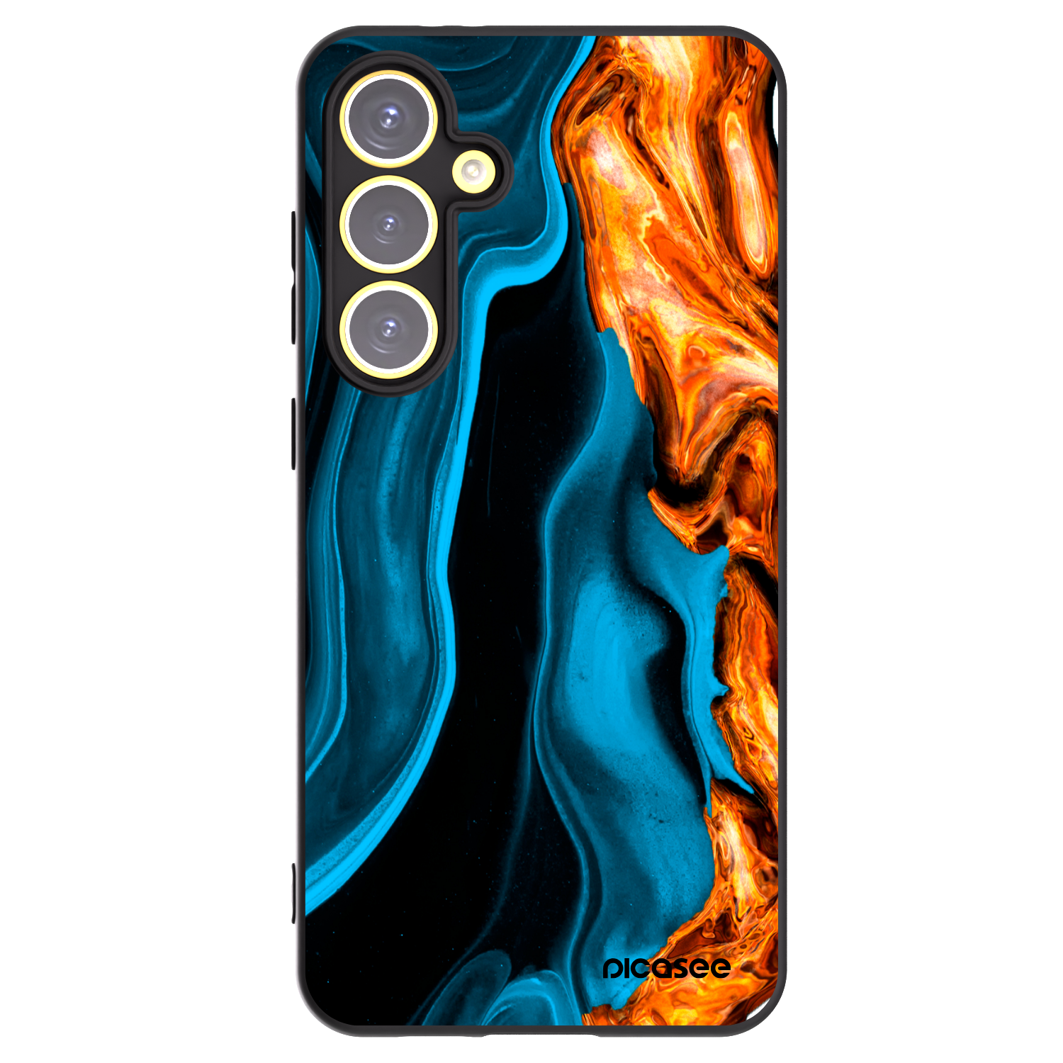 Picasee Μαύρη θήκη σιλικόνης για Samsung Galaxy S24 FE S721B - Gold blue