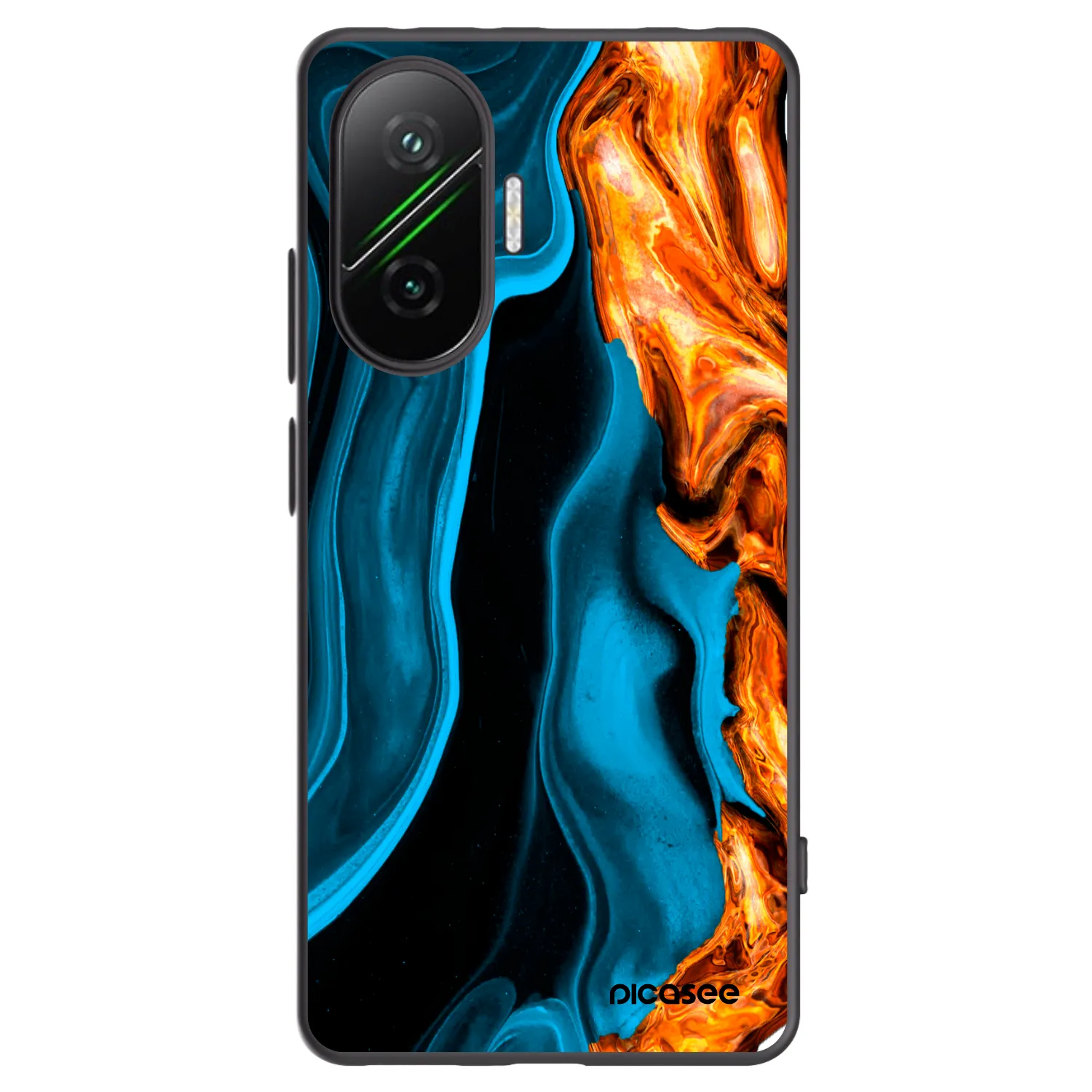 Picasee Μαύρη θήκη σιλικόνης για Xiaomi Poco F7 Pro 5G - Gold blue