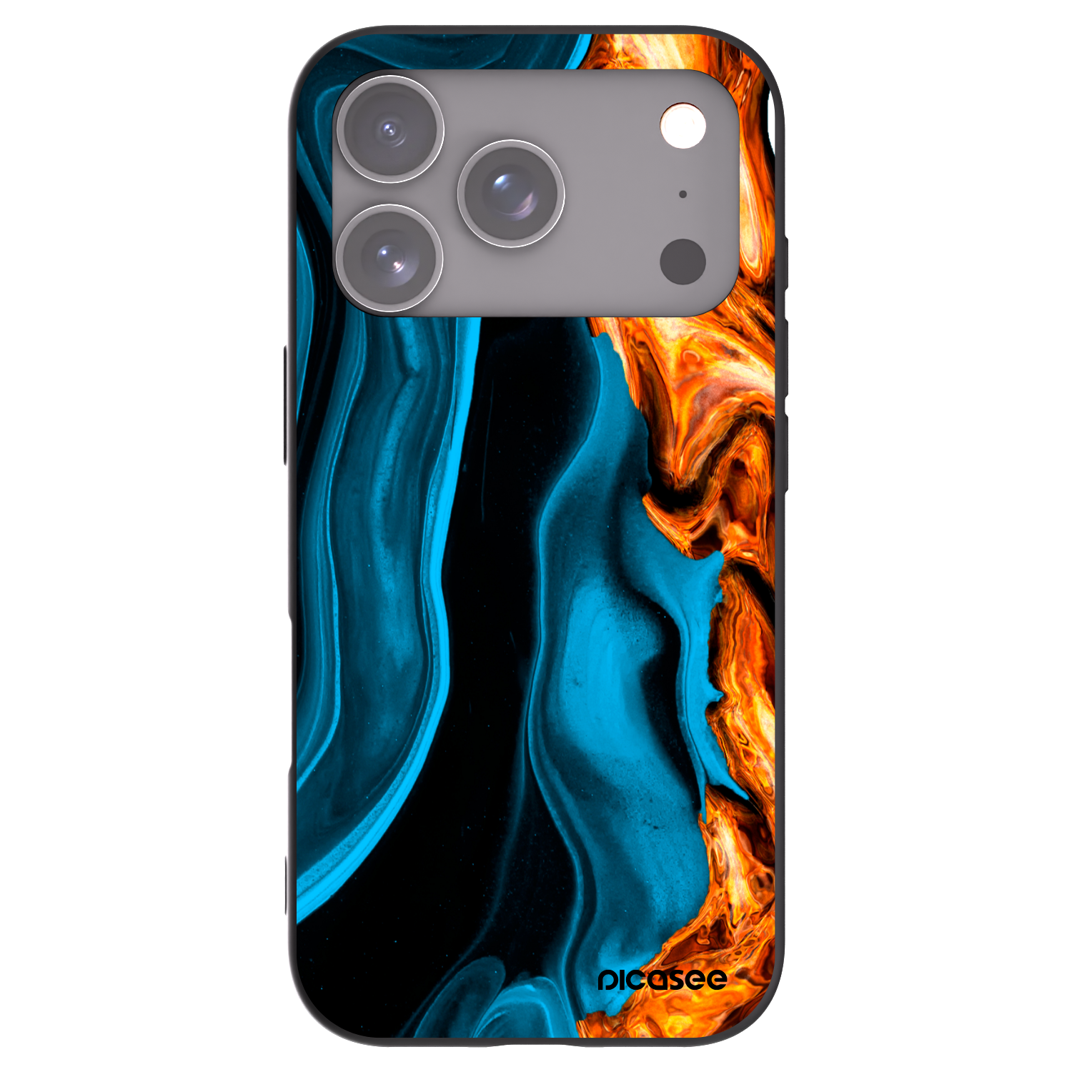Picasee Μαύρη θήκη σιλικόνης για Apple iPhone 17 Pro - Gold blue