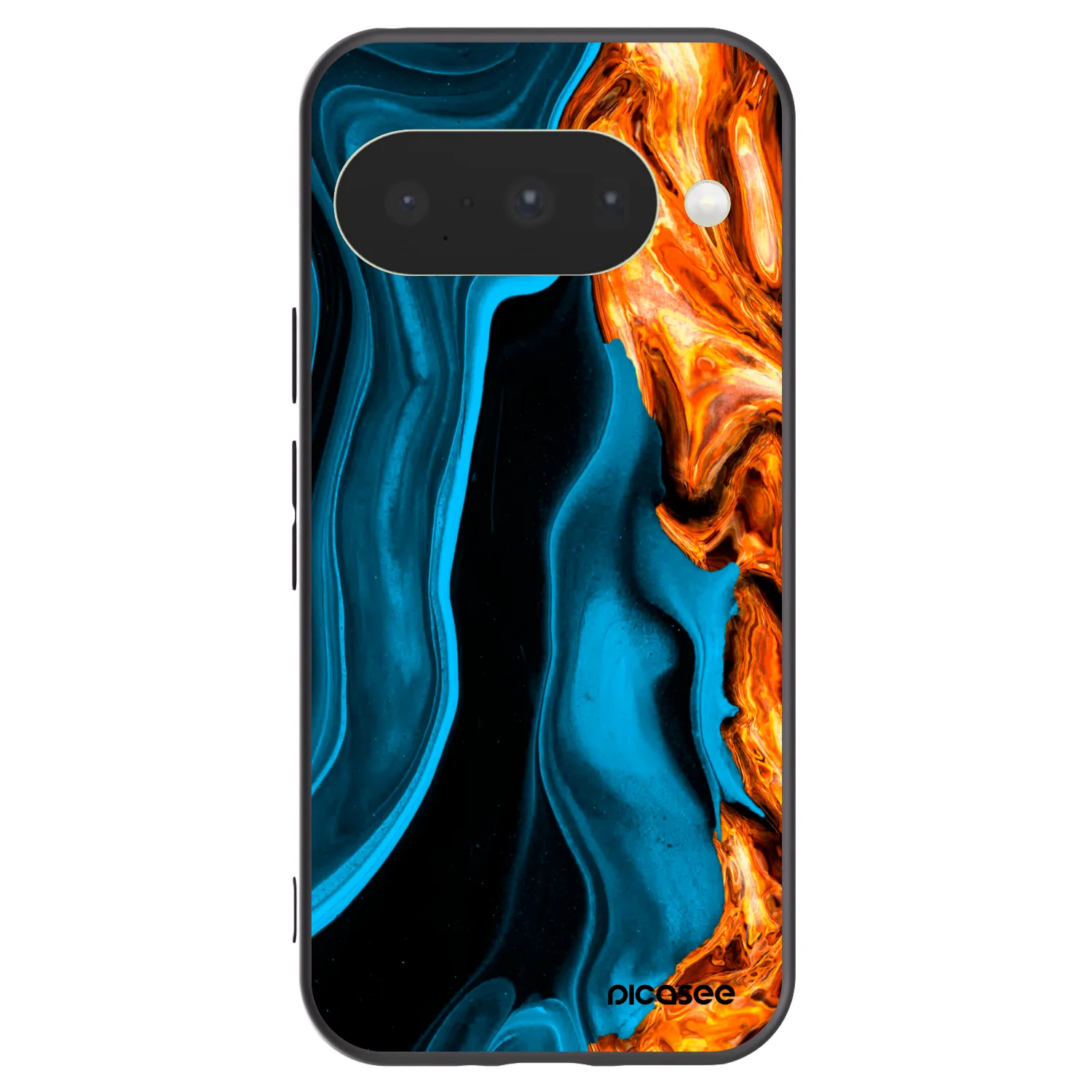 Picasee Μαύρη θήκη σιλικόνης για Google Pixel 10 - Gold blue