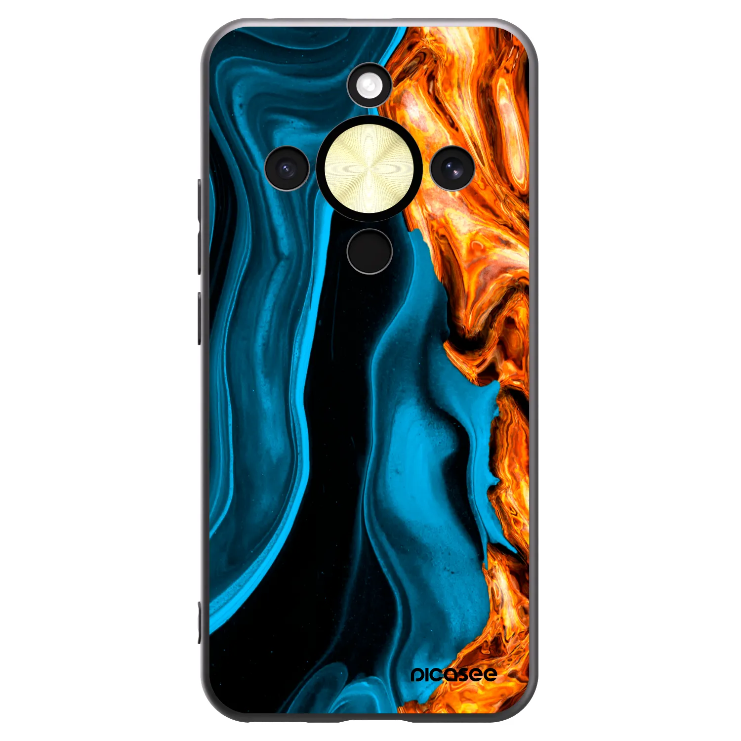 Picasee Μαύρη θήκη σιλικόνης για Honor Magic8 Lite 5G - Gold blue