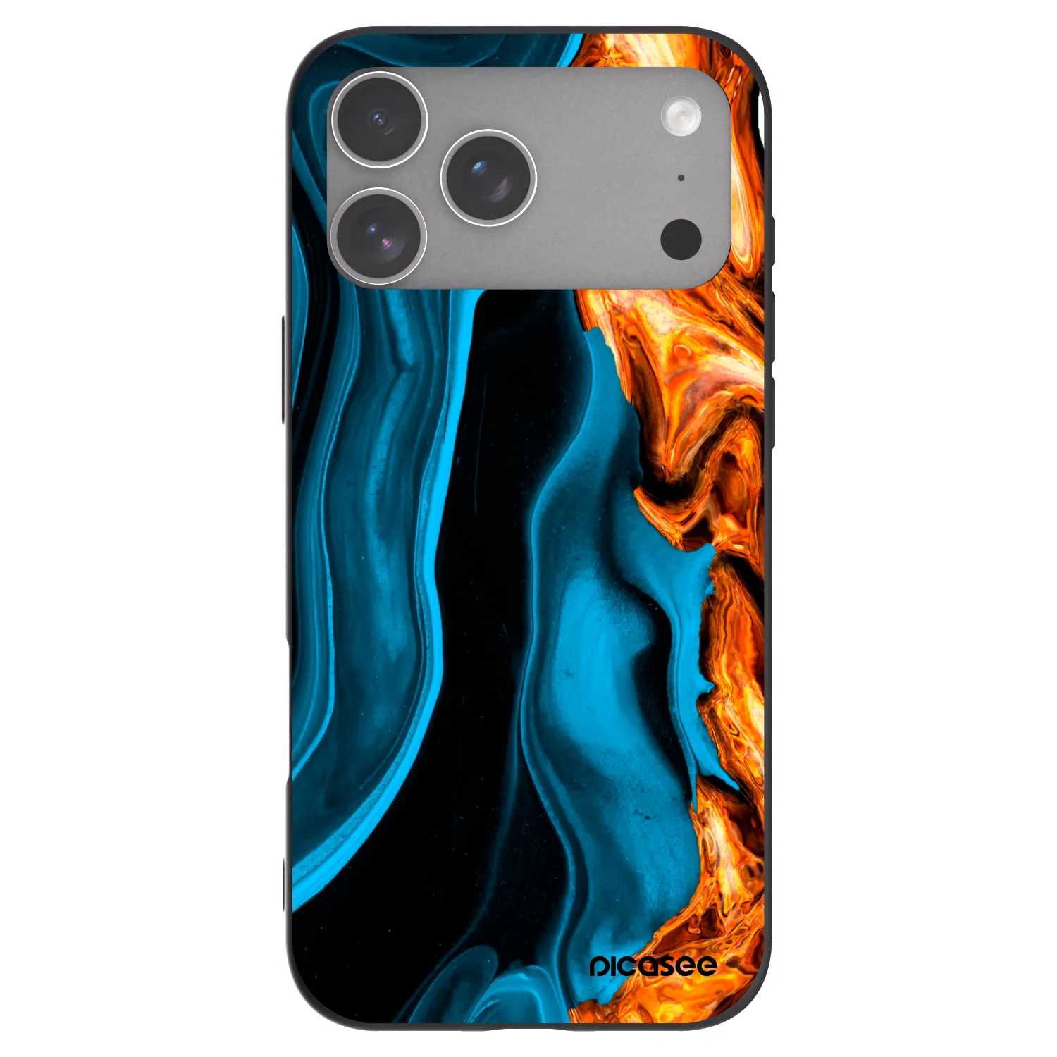 Picasee Μαύρη θήκη σιλικόνης για Apple iPhone 18 Pro Max - Gold blue