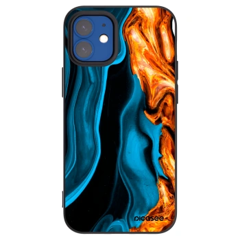 Picasee Μαύρη θήκη σιλικόνης για Apple iPhone 12 mini - Gold blue