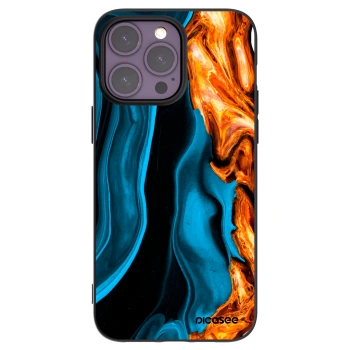 Picasee Μαύρη θήκη σιλικόνης για Apple iPhone 14 Pro Max - Gold blue