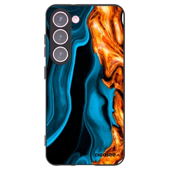 Picasee Μαύρη θήκη σιλικόνης για Samsung Galaxy S23 5G - Gold blue