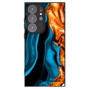 Picasee Μαύρη θήκη σιλικόνης για Samsung Galaxy S23 Ultra 5G - Gold blue