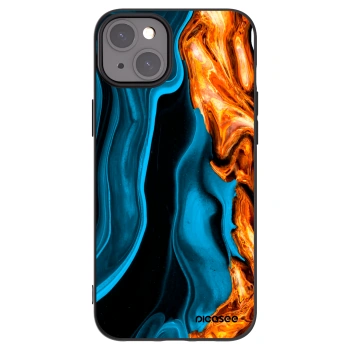 Picasee Μαύρη θήκη σιλικόνης για Apple iPhone 15 Plus - Gold blue