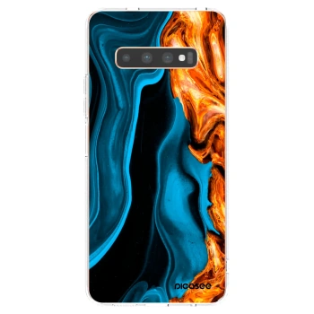 Picasee διαφανής θήκη σιλικόνης Samsung Galaxy S10 Plus G975 - Gold blue