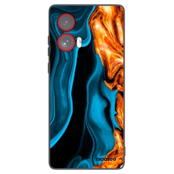 Picasee Μαύρη θήκη σιλικόνης για Motorola Edge 50 Fusion - Gold blue