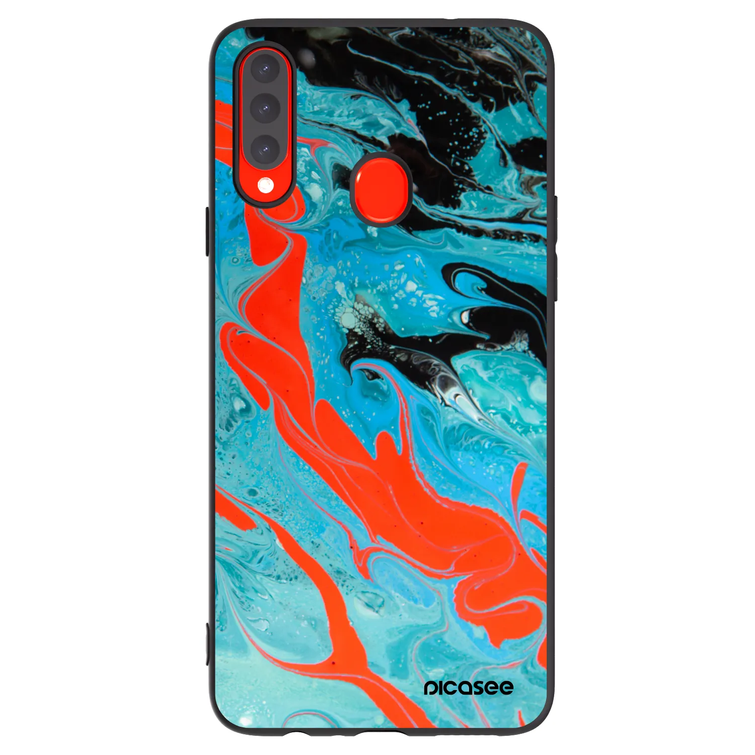 Picasee Μαύρη θήκη σιλικόνης για Samsung Galaxy A20s - Blue Magma
