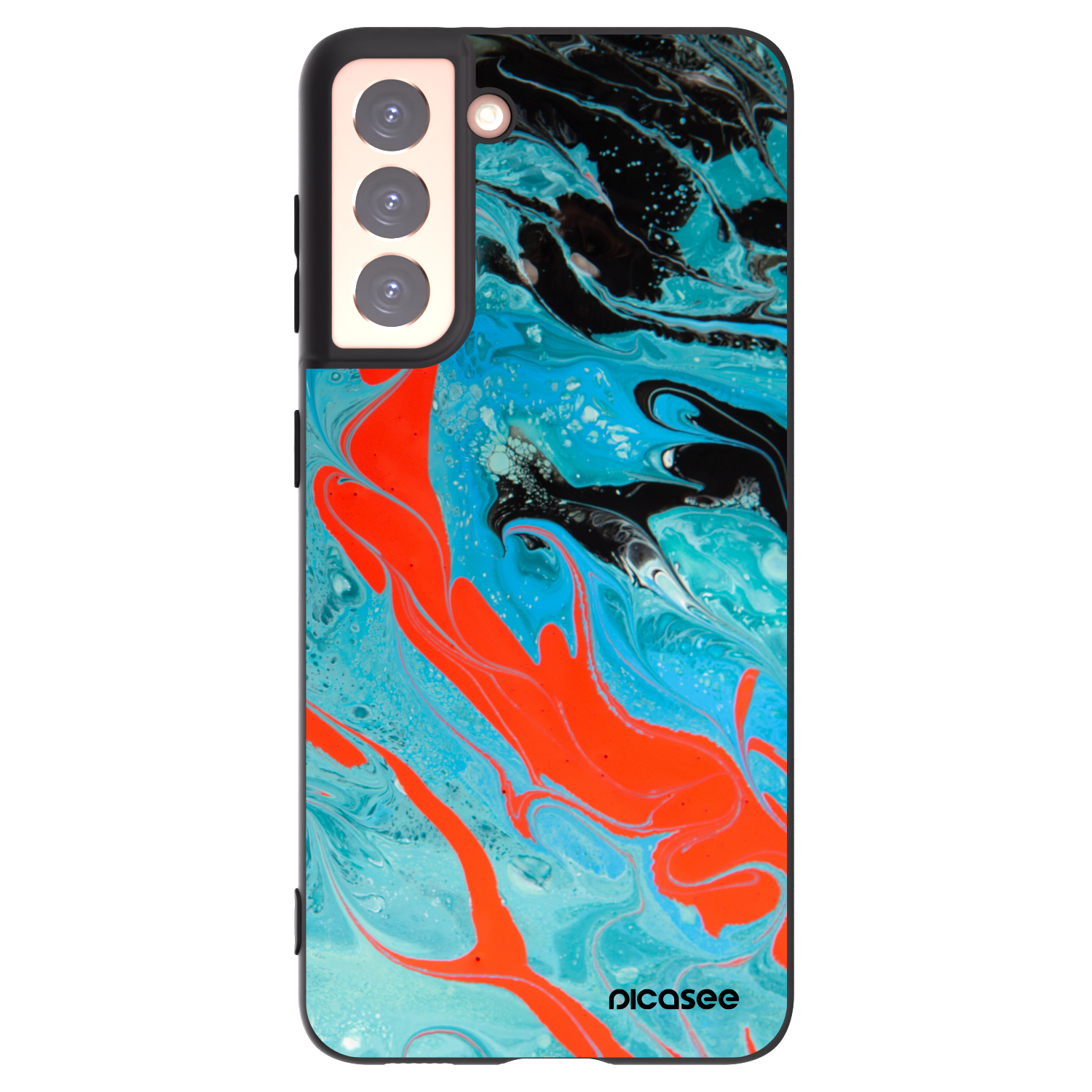 Picasee Μαύρη θήκη σιλικόνης για Samsung Galaxy S21 5G G991B - Blue Magma