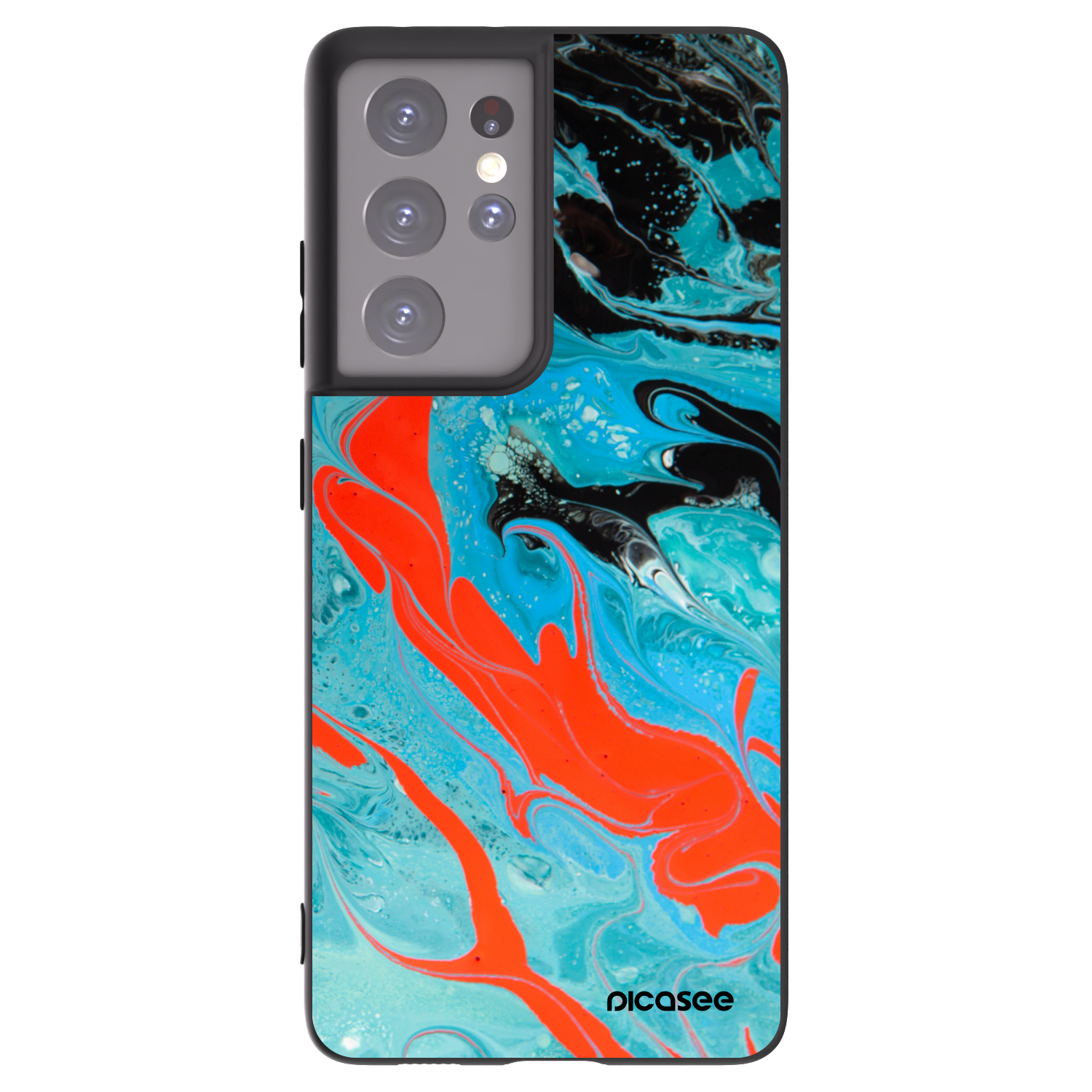 Picasee Μαύρη θήκη σιλικόνης για Samsung Galaxy S21 Ultra 5G G998B - Blue Magma