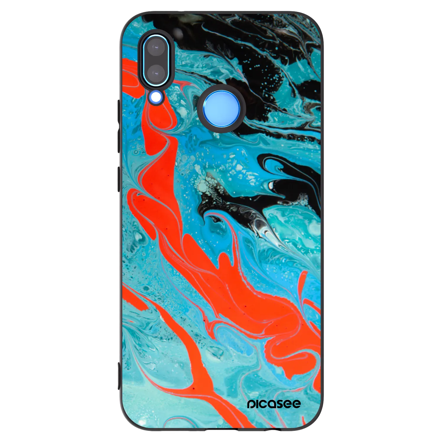 Picasee Μαύρη θήκη σιλικόνης για Huawei P20 Lite - Blue Magma