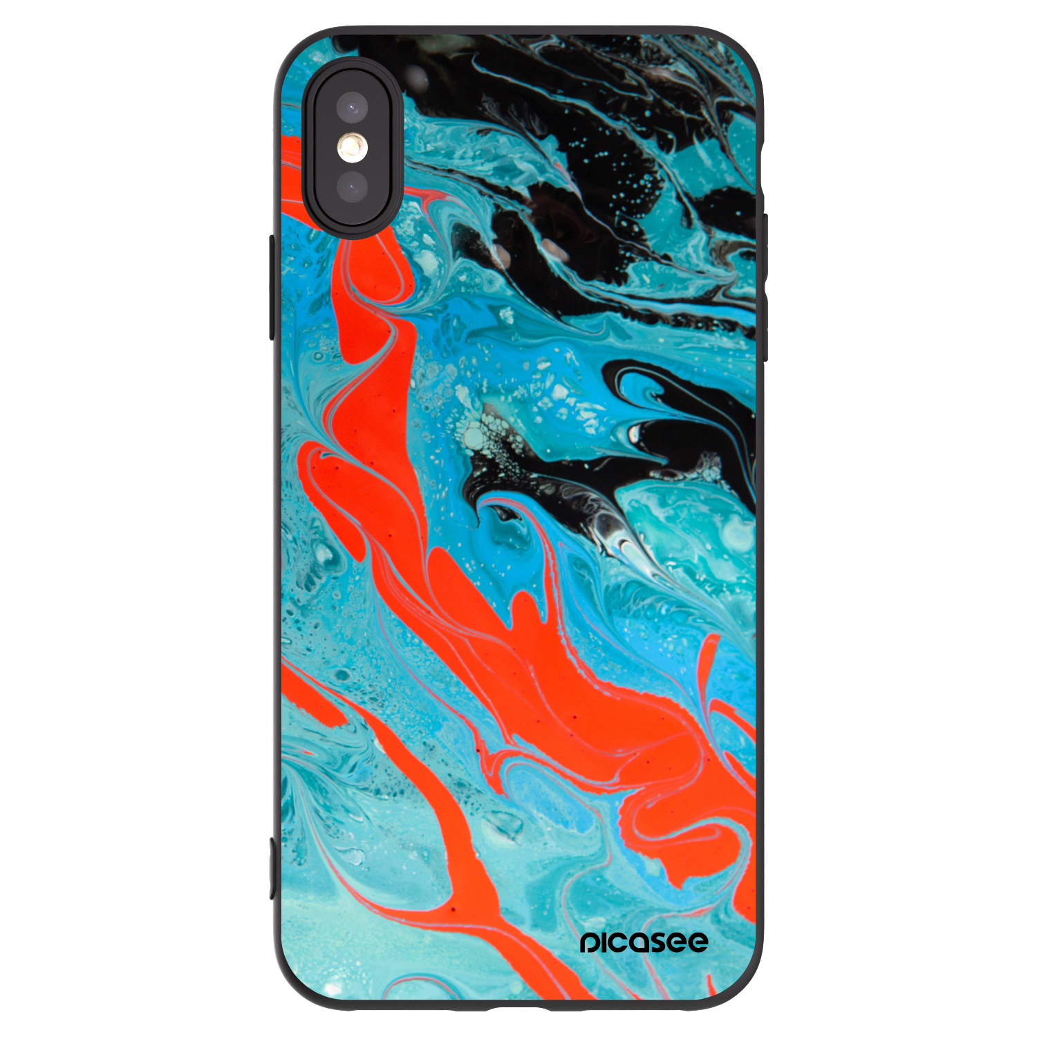 Picasee Μαύρη θήκη σιλικόνης για Apple iPhone XS Max - Blue Magma
