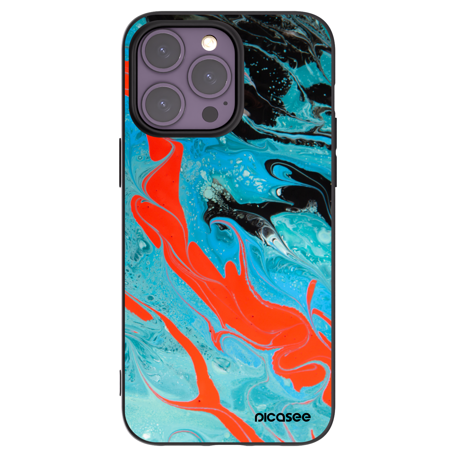 Picasee Μαύρη θήκη σιλικόνης για Apple iPhone 14 Pro Max - Blue Magma