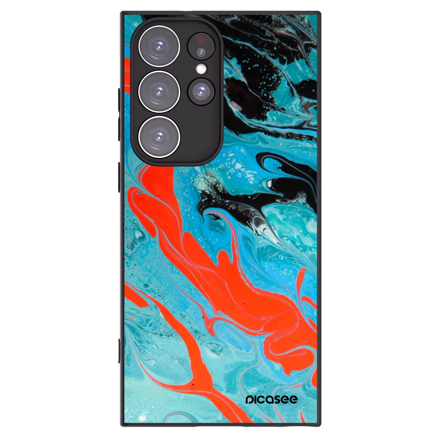 Picasee Μαύρη θήκη σιλικόνης για Samsung Galaxy S23 Ultra 5G - Blue Magma