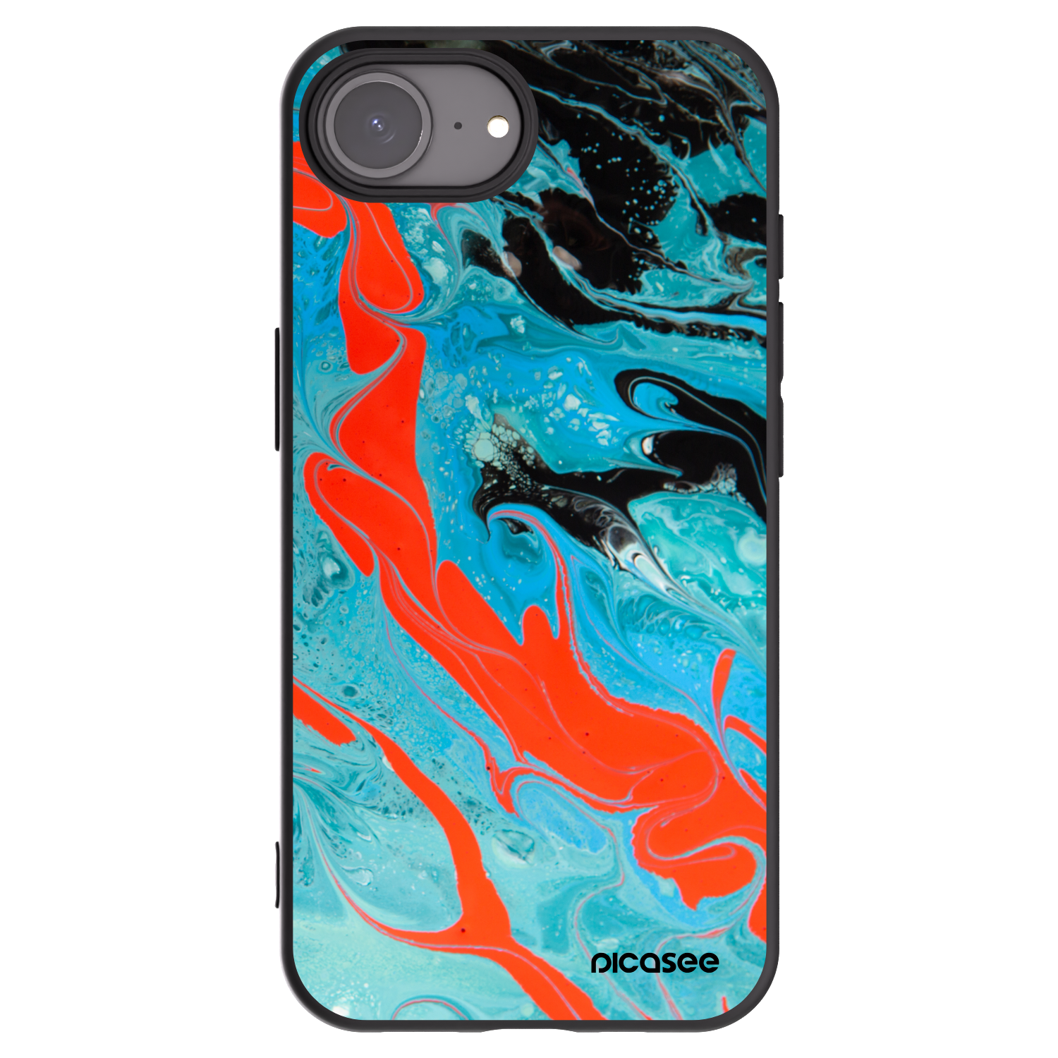 Picasee Μαύρη θήκη σιλικόνης για Apple iPhone 16e - Blue Magma