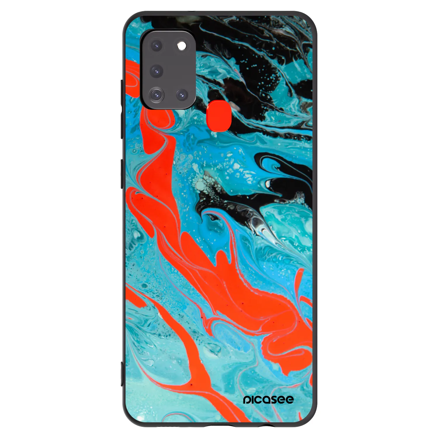 Picasee Μαύρη θήκη σιλικόνης για Samsung Galaxy A21s - Blue Magma