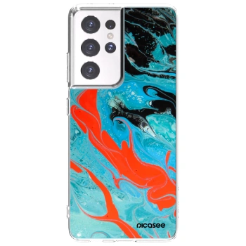 Picasee διαφανής θήκη σιλικόνης Samsung Galaxy S21 Ultra 5G G998B - Blue Magma