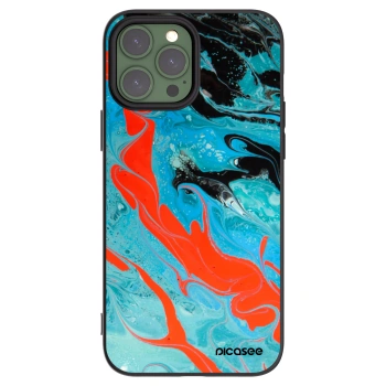 Picasee Μαύρη θήκη σιλικόνης για Apple iPhone 13 Pro Max - Blue Magma