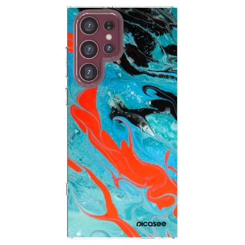 Picasee διαφανής θήκη σιλικόνης Samsung Galaxy S22 Ultra 5G - Blue Magma