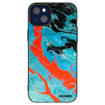 Picasee Μαύρη θήκη σιλικόνης για Apple iPhone 14 Plus - Blue Magma