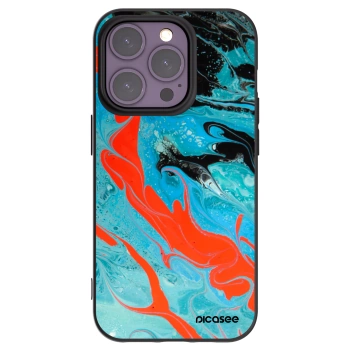 Picasee Μαύρη θήκη σιλικόνης για Apple iPhone 14 Pro - Blue Magma