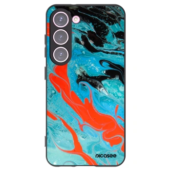 Picasee Μαύρη θήκη σιλικόνης για Samsung Galaxy S23 5G - Blue Magma